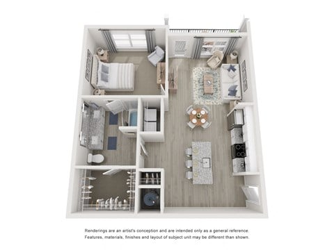 Floor plan for 1 bed, 1 bath, 794 sqft